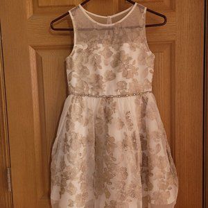 Cream and Gold Girls Rare Editions Dress in Size 10